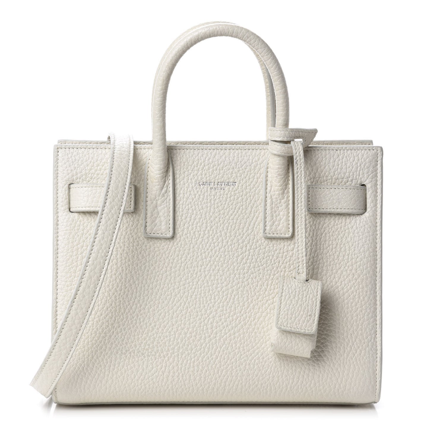 Grained Calfskin Nano Sac de Jour Dove White