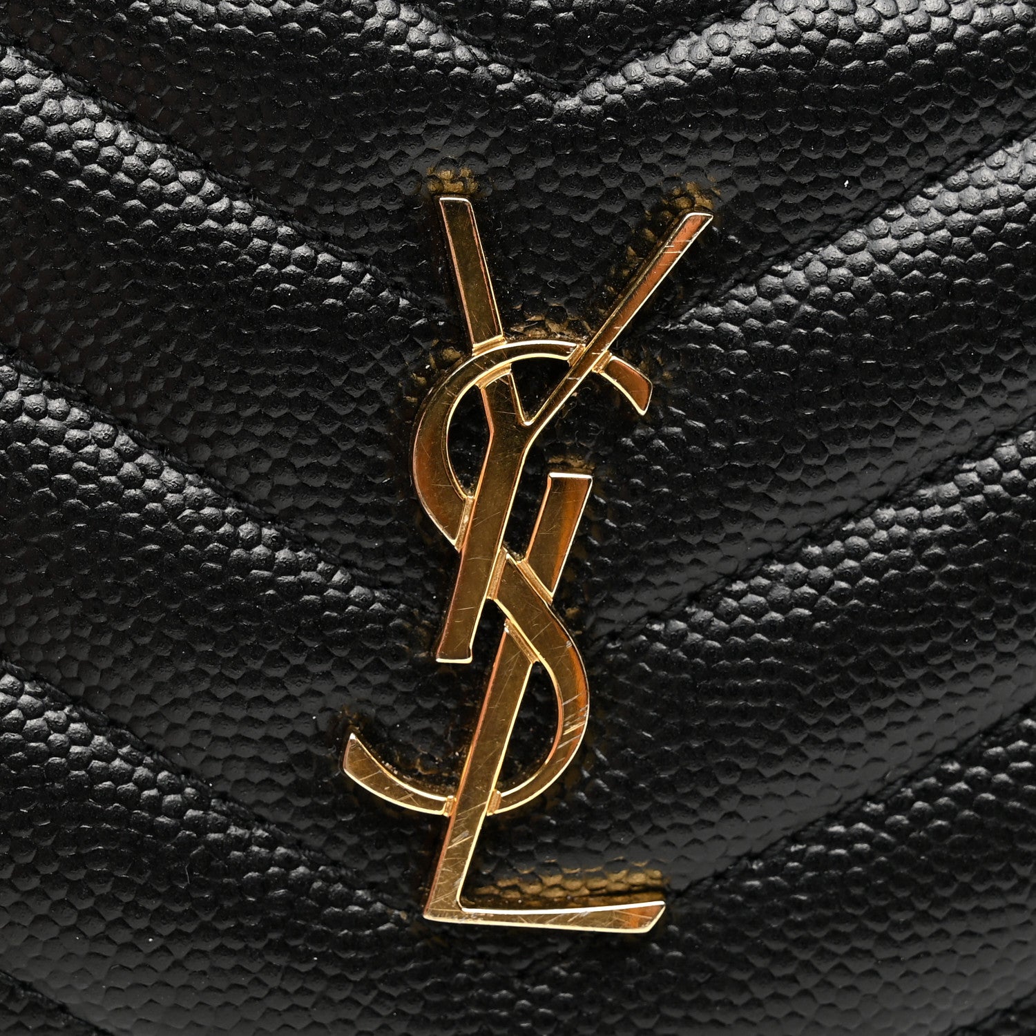 Saint Laurent Grain De Poudre Matelasse Chevron Monogram Fragments Zippered Card Case Black 8 of 10