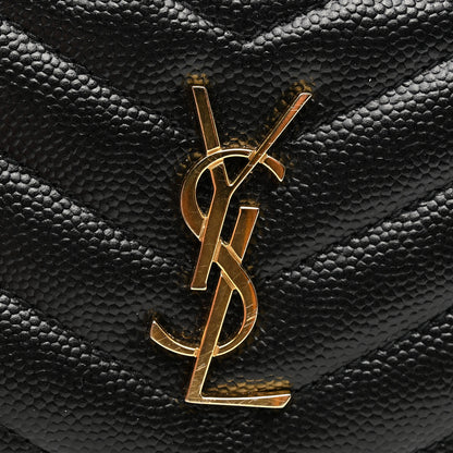 Saint Laurent Grain De Poudre Matelasse Chevron Monogram Fragments Zippered Card Case Black 8 of 10