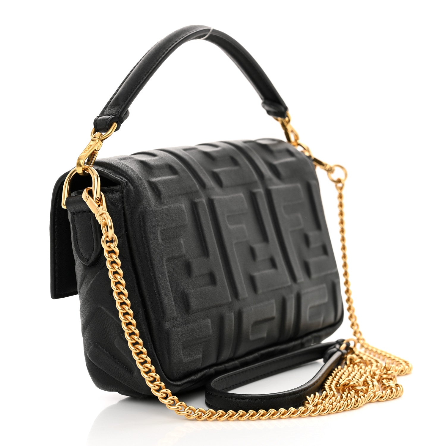 Fendi Nappa FF 1974 Embossed Mini Baguette Black 3 of 12