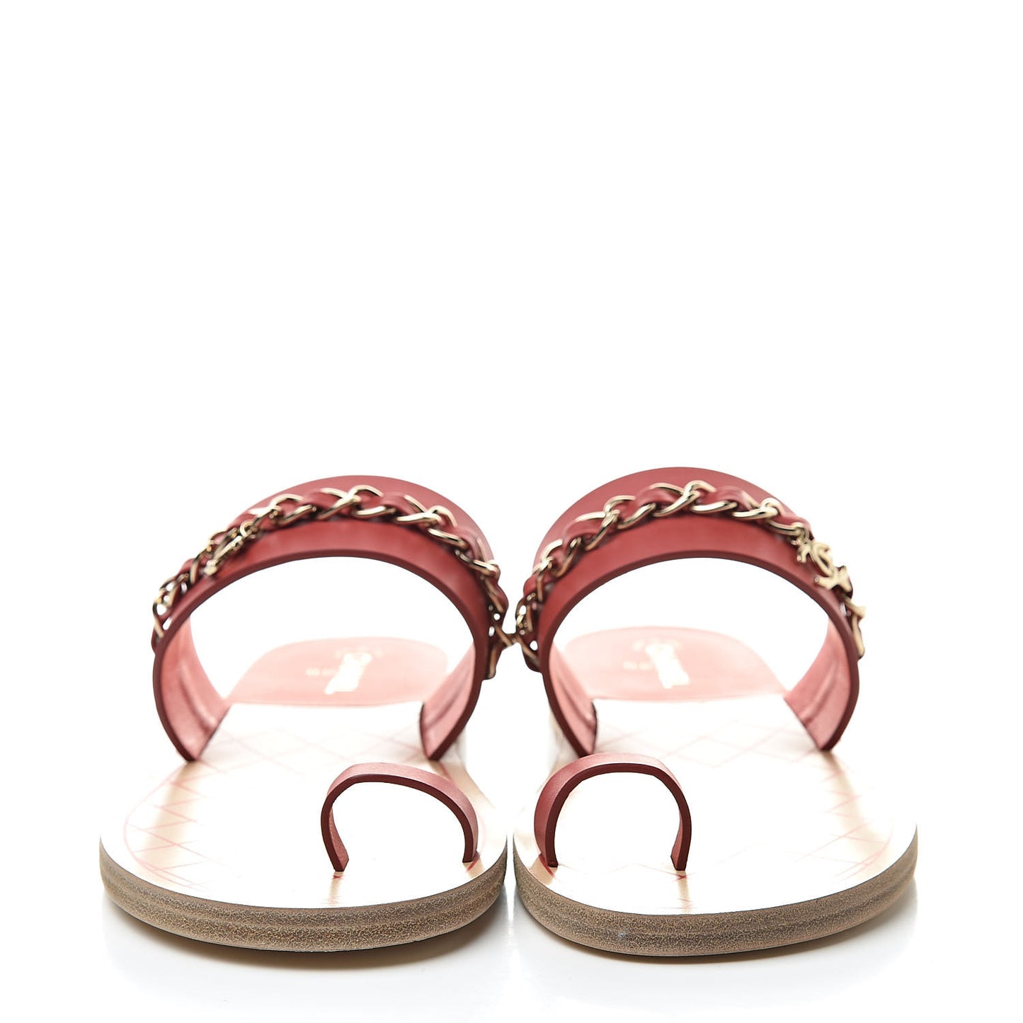 Calfskin Chain CC Sandals 38 Red