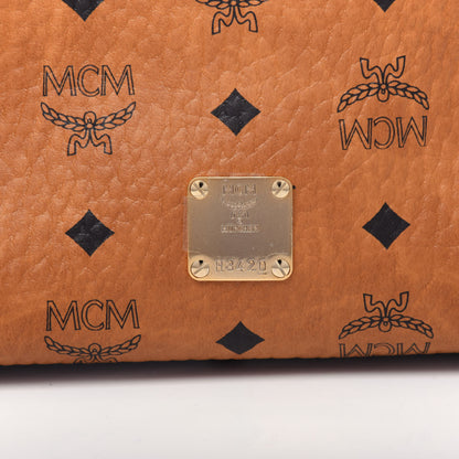 MCM Visetos Small Kathy Double Zip Tote Cognac Black 9 of 9
