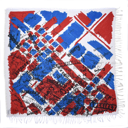 Burberry Silk Cotton Sketchbook Colorblock Square Scarf Multicolor 1 of 7