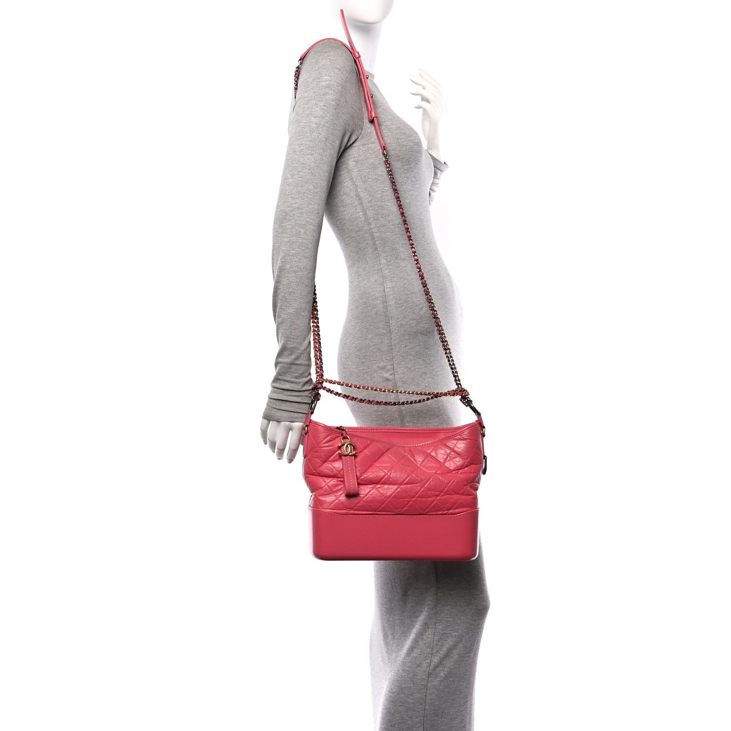 Chanel Aged Calfskin Quilted Medium Gabrielle Hobo Pink 2 of 10