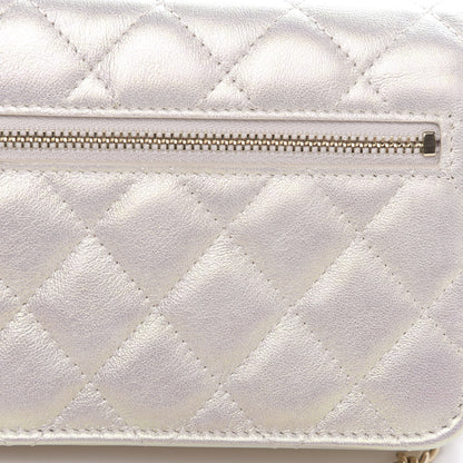 Chanel Iridescent Lambskin Quilted Mini Wallet On Chain WOC Ivory 11 of 13