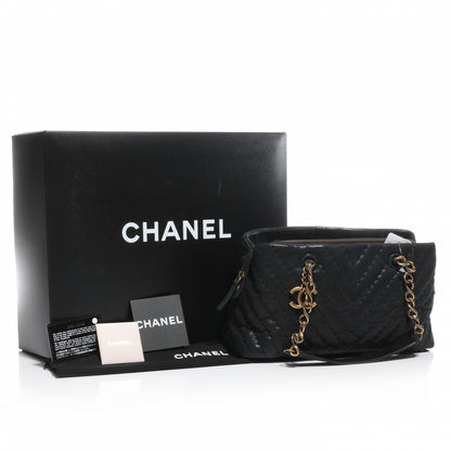 Chanel Iridescent Calfskin Surpique Chevron Small Tote Black 5 of 9