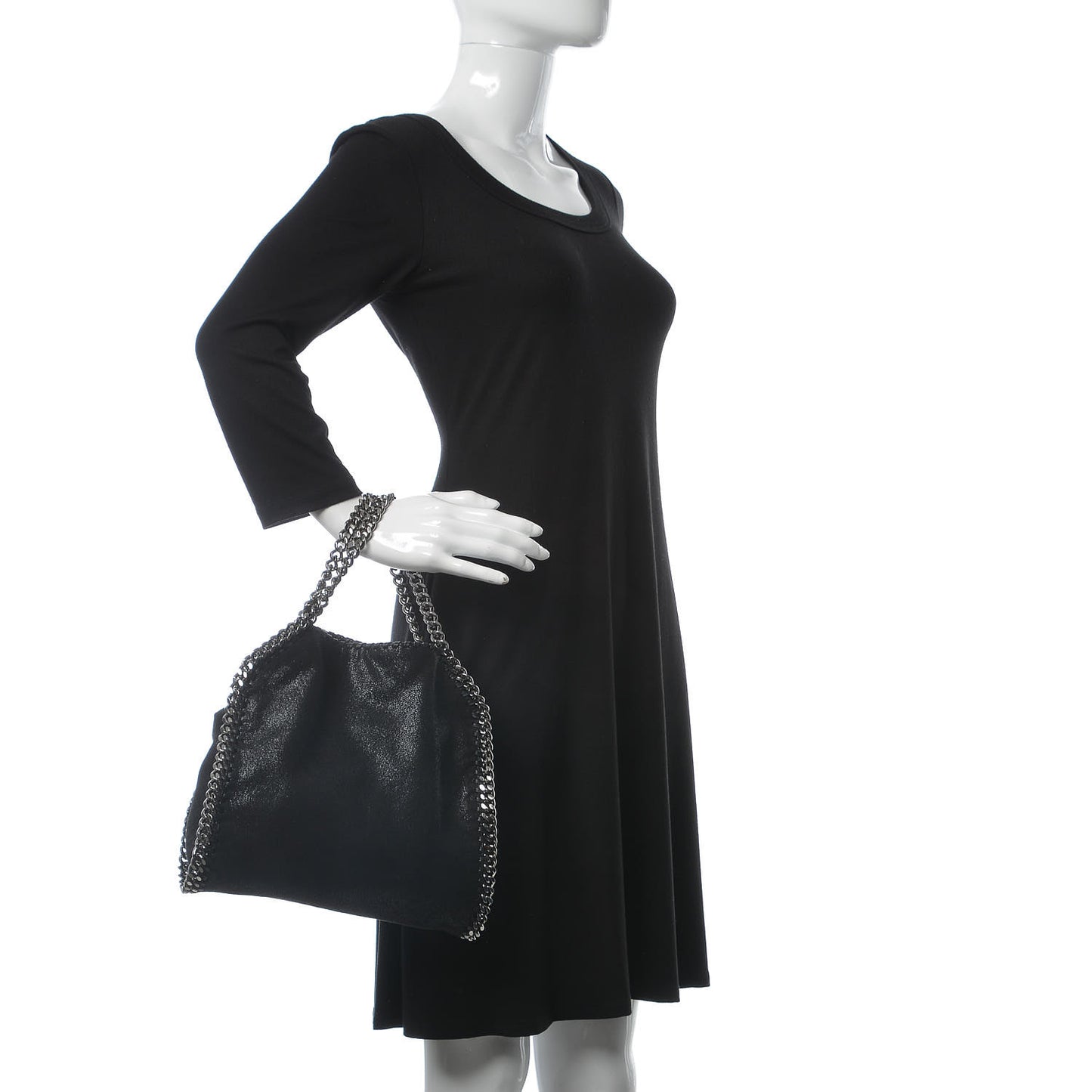 Shaggy Deer Mini Falabella Fold Over Tote Black