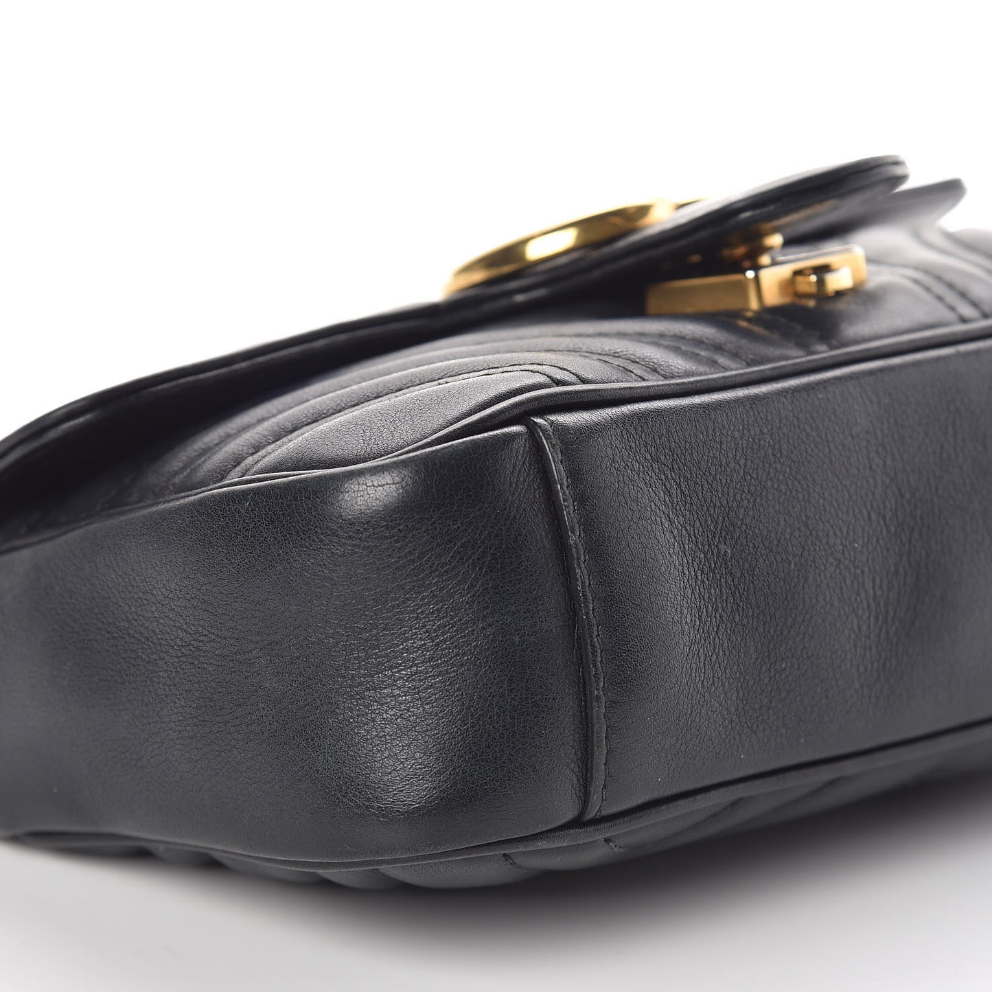 Calfskin Matelasse Mini GG Marmont Shoulder Bag Black