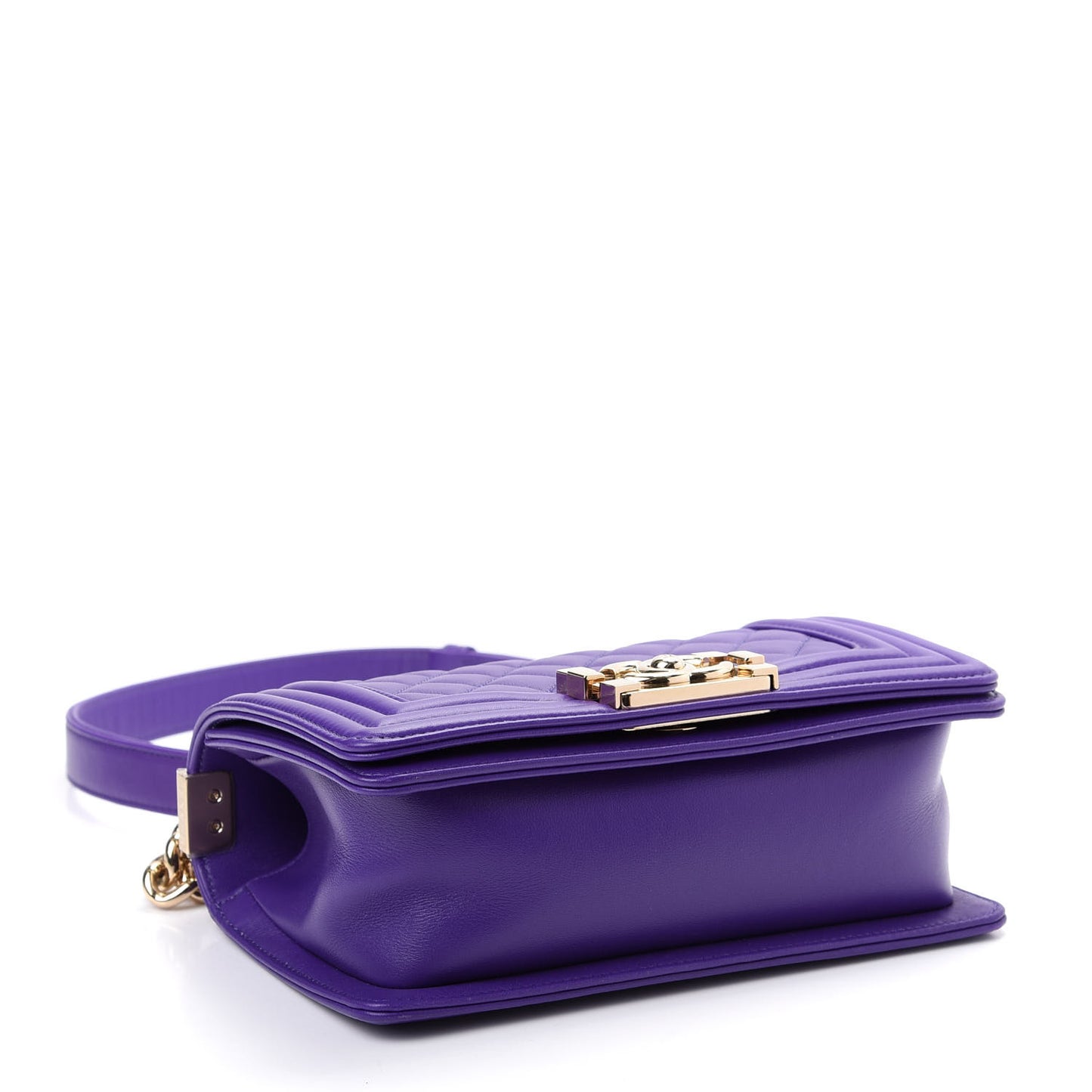Calfskin Quilted Small Boy Flap Purple