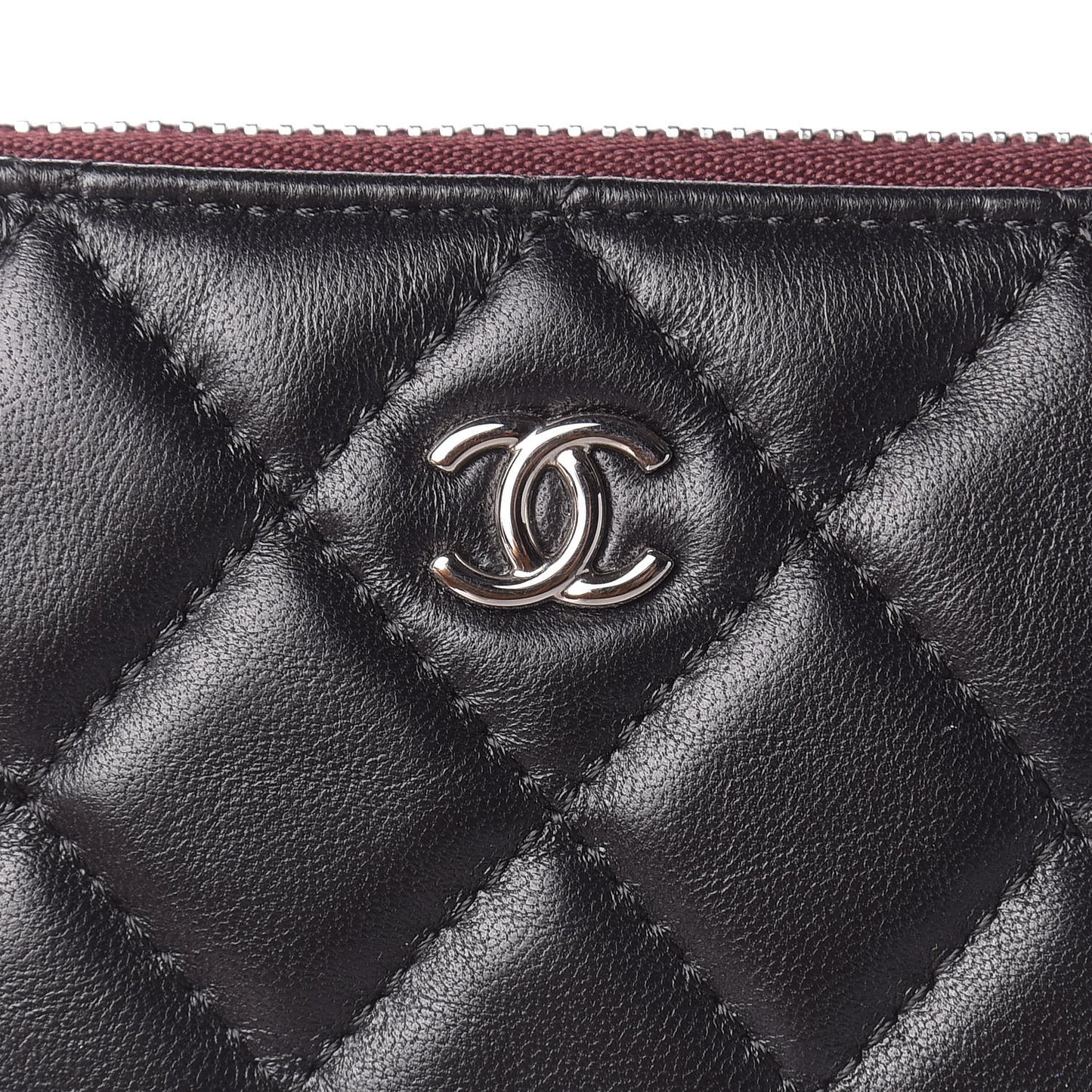 Lambskin Quilted Small Cosmetic Case Black