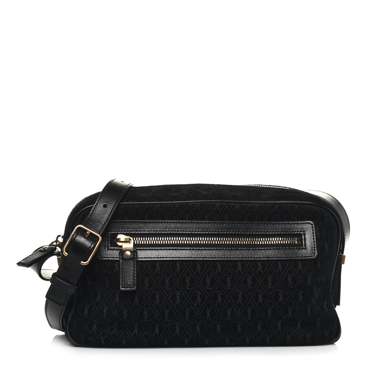 Suede Monogram All Over Camera Bag Black