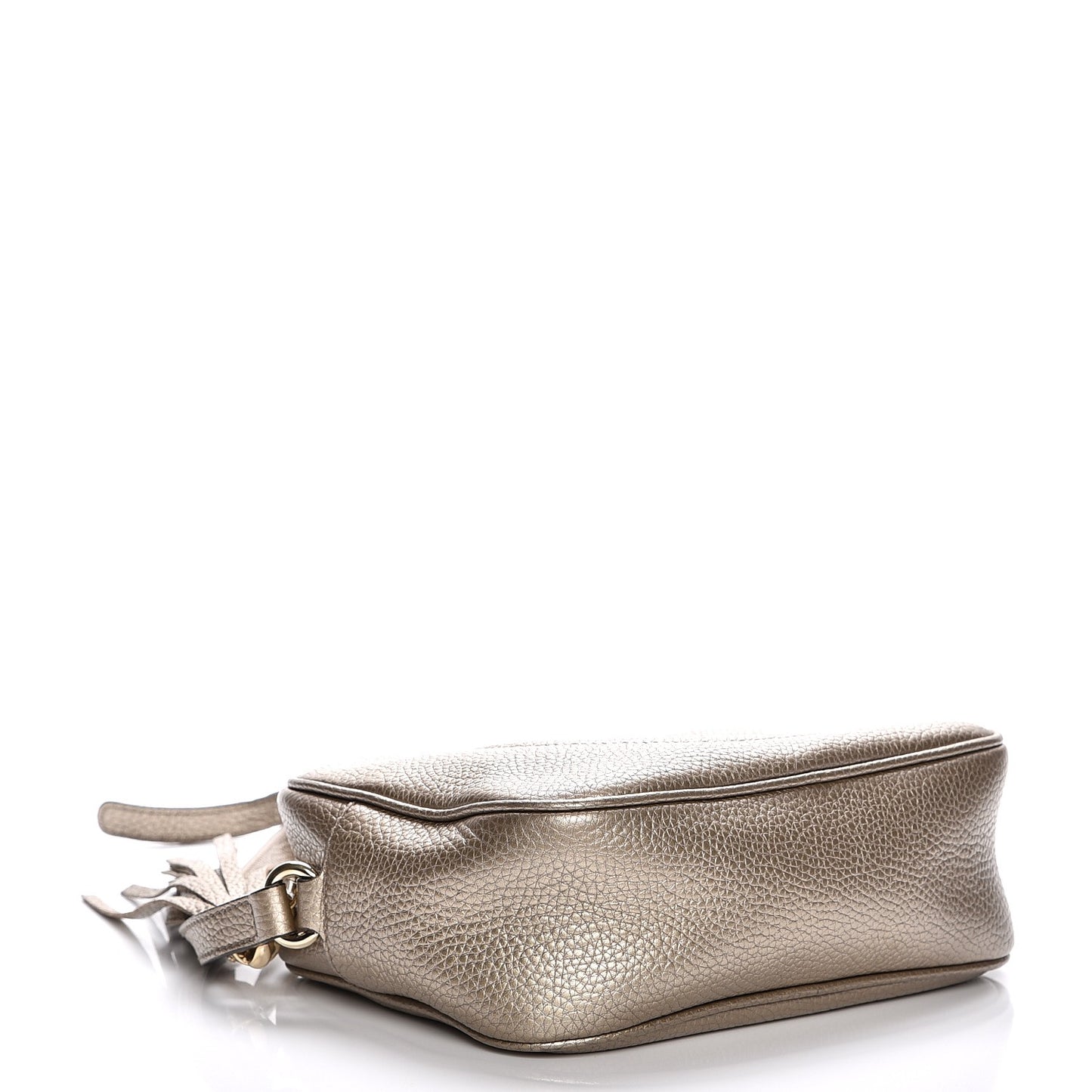 Metallic Pebbled Calfskin Small Soho Disco Bag Golden Beige