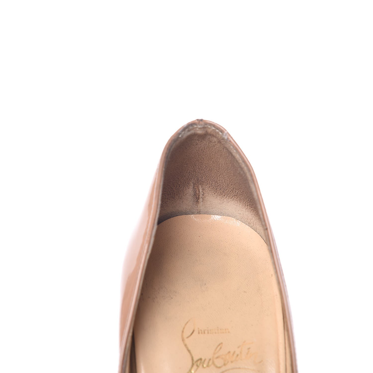 Christian Louboutin Patent Lady Peep 150 Pumps 38 Nude 11 of 31