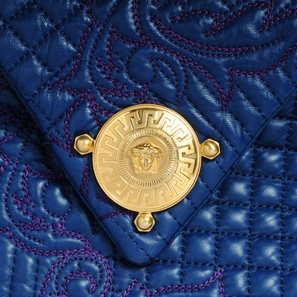 Versace Leather Quilted Vanitas Bag Midnight Blue 7 of 7
