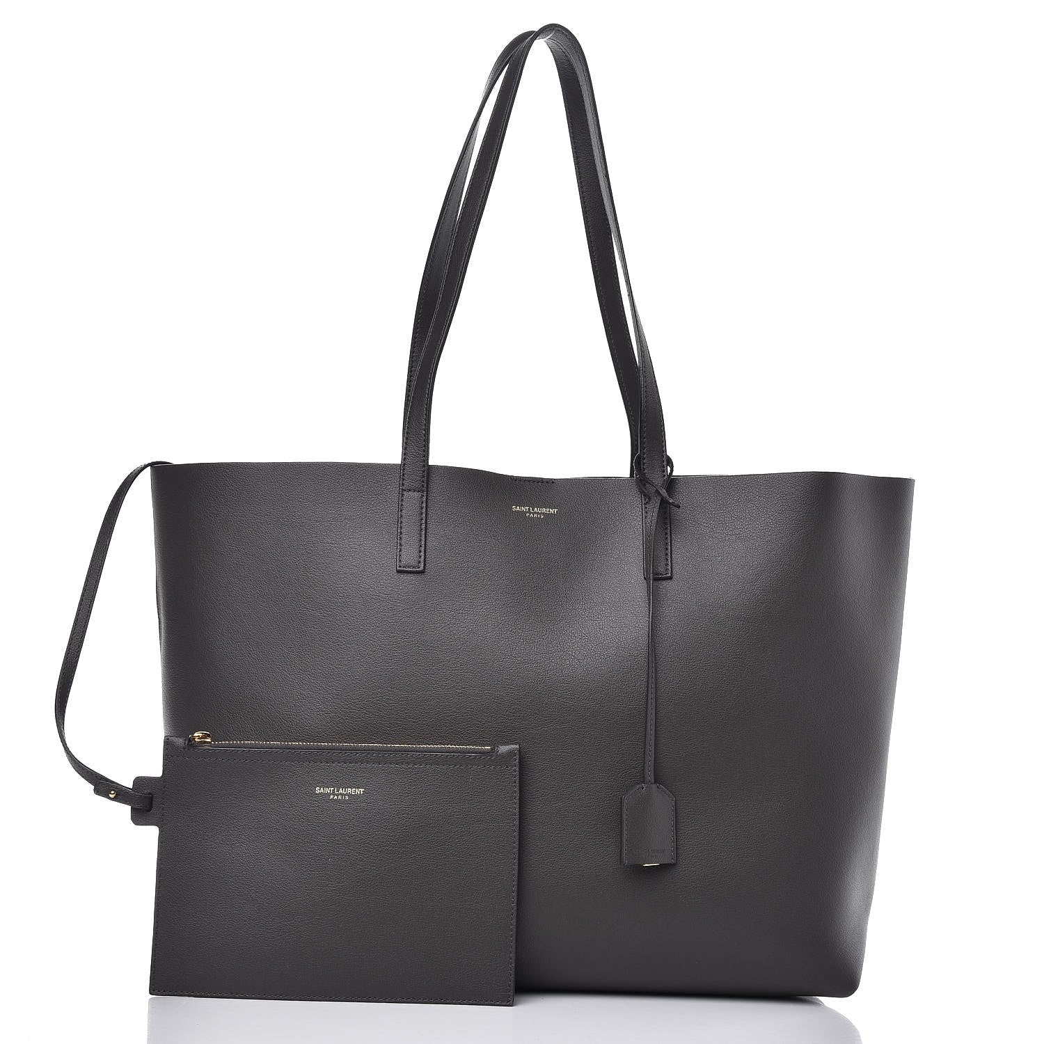 Saint Laurent Calfskin Large Shopping Tote Dark Grey 3 of 8