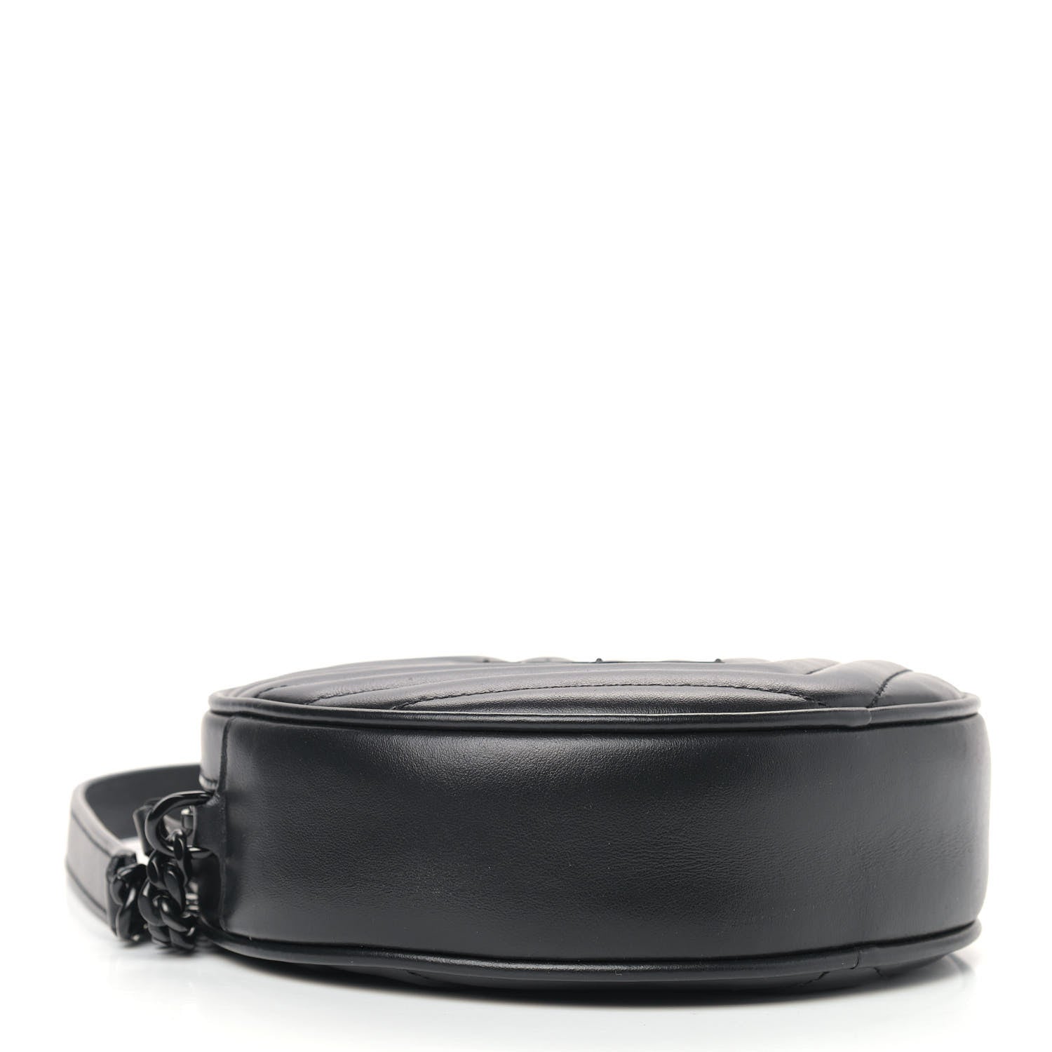 Saint Laurent Calfskin Matelasse Chevron Round Vinyle Camera Bag Black 4 of 9