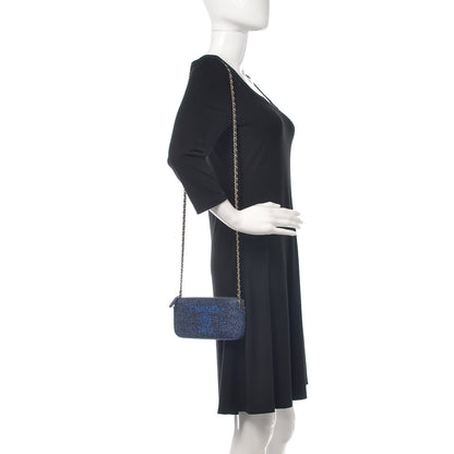 Chanel Canvas Small Deauville Clutch With Chain Blue 2 of 14