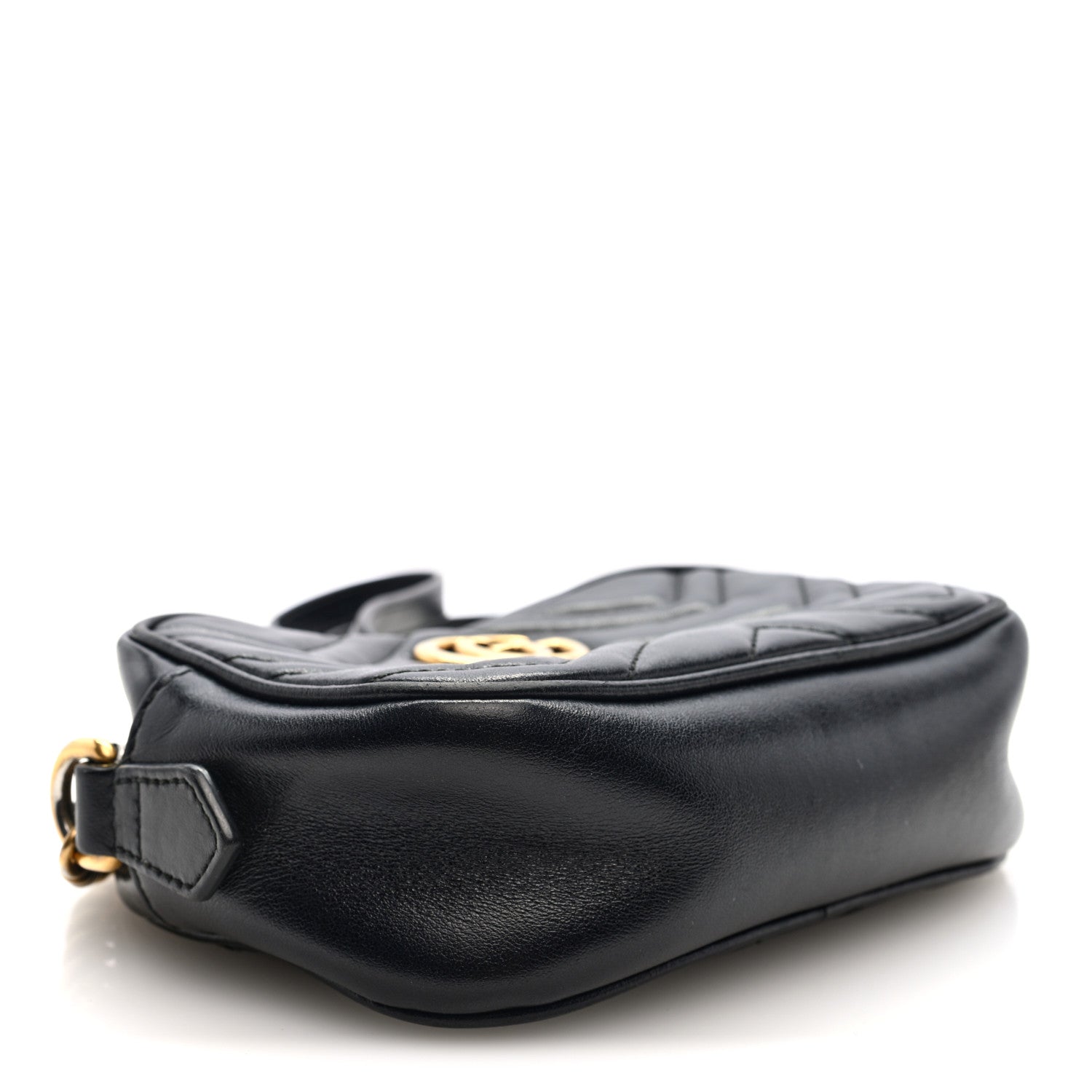 Gucci Calfskin Matelasse Mini GG Marmont Chain Shoulder Bag Black 4 of 10