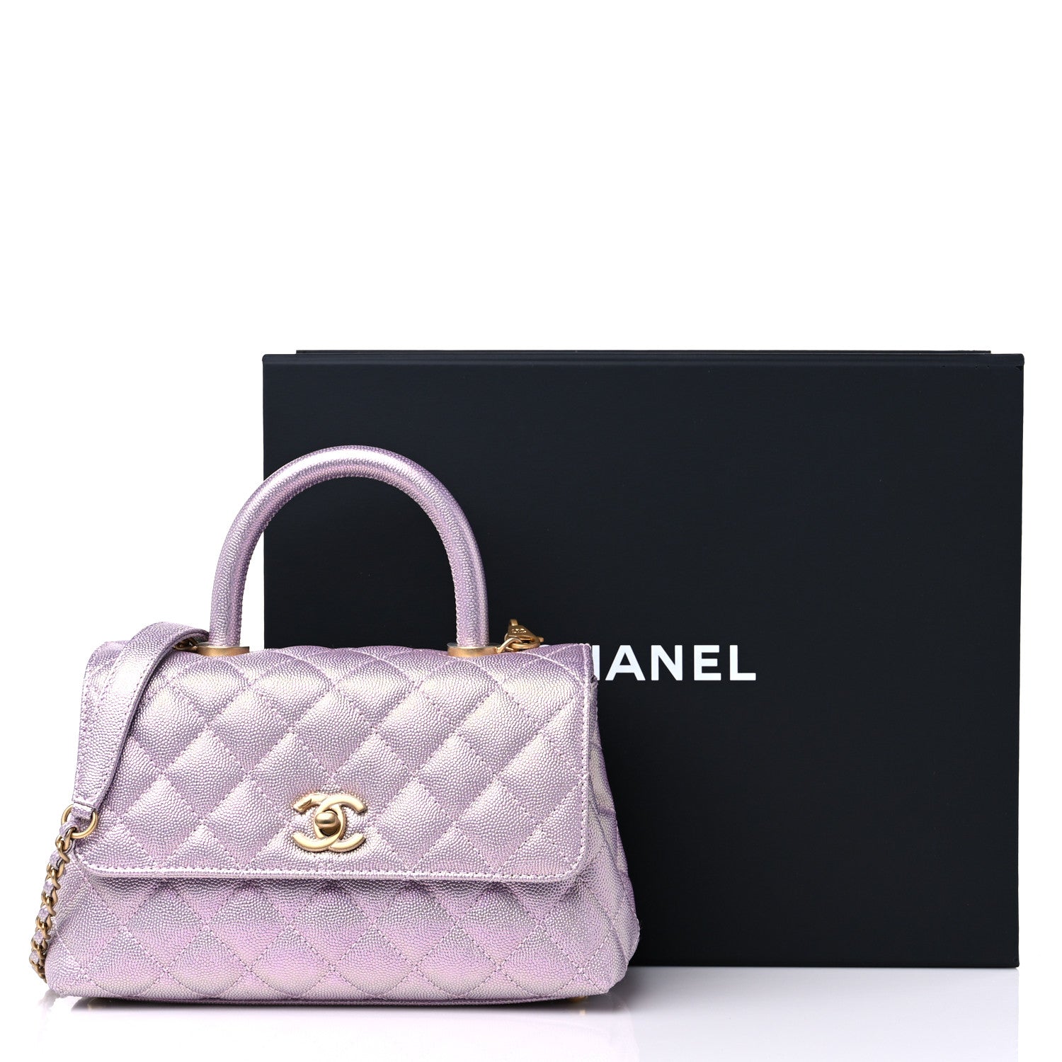 Chanel Iridescent Caviar Quilted Mini Coco Handle Flap Light Pink 10 of 10