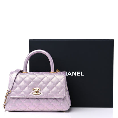 Chanel Iridescent Caviar Quilted Mini Coco Handle Flap Light Pink 10 of 10