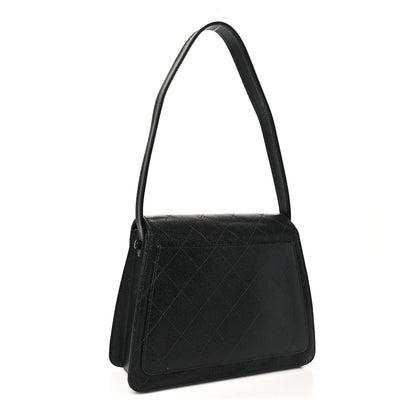Chanel Caviar Diamond Stitched Flap Shoulder Bag Black 3 of 10