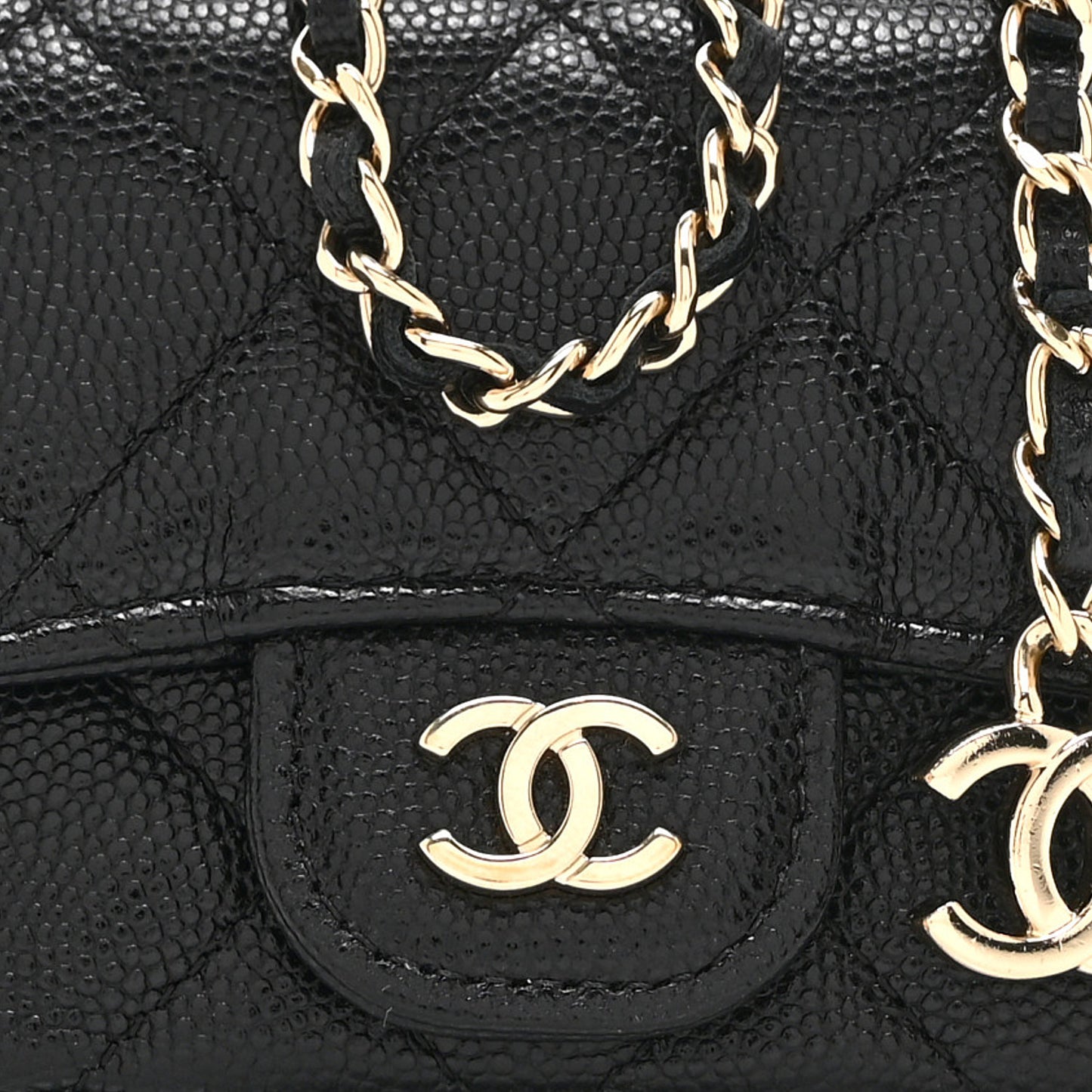 Caviar Quilted Mini Chain Belt Bag Black