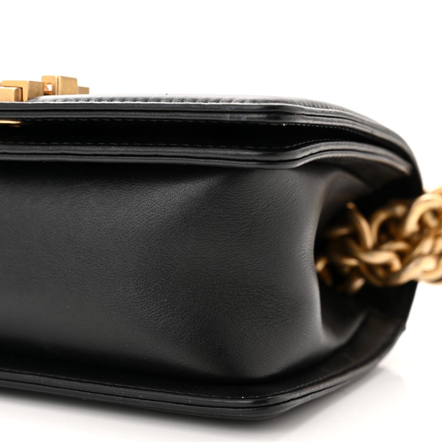 Lambskin Quilted Small Boy Flap Black