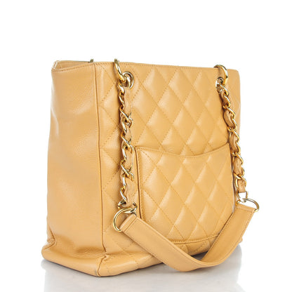 Chanel Caviar Quilted Petit Shopping Tote PST Beige 3 of 11