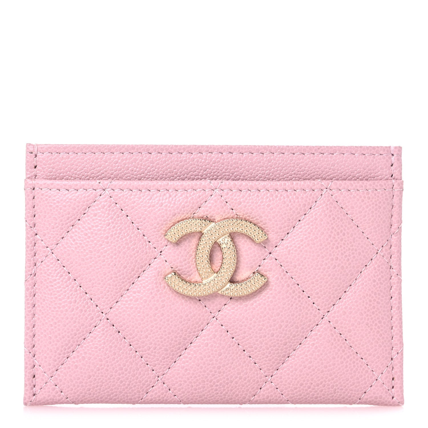 Chanel Caviar Quilted Studded CC Card Holder Light Pink 1 of 8