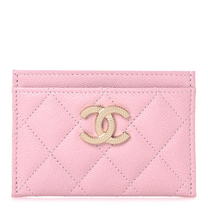 Chanel Caviar Quilted Studded CC Card Holder Light Pink 1 of 8