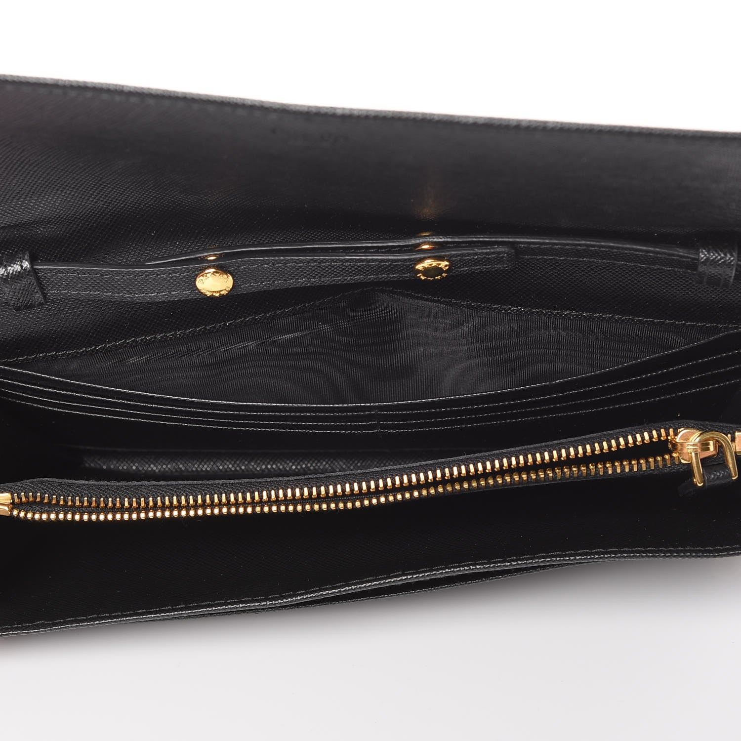 Prada Saffiano Metal Oro Chain Wallet Nero Black 5 of 8