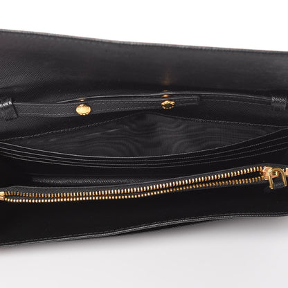 Prada Saffiano Metal Oro Chain Wallet Nero Black 5 of 8