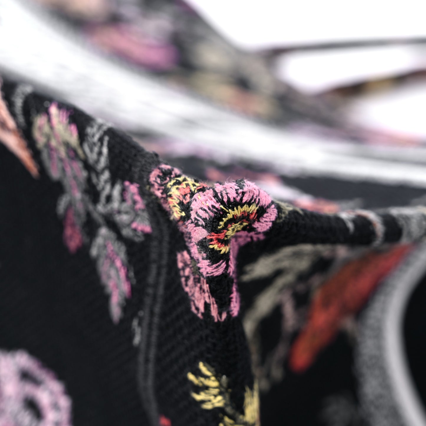 Canvas Embroidered Large Book Tote Black Multicolor
