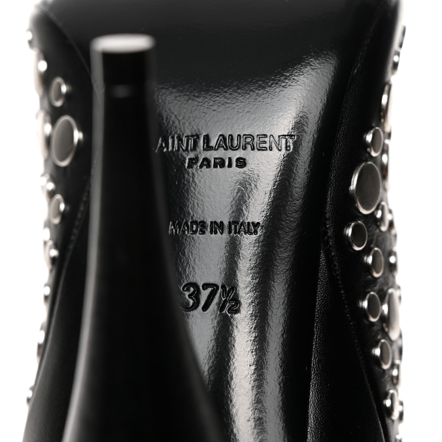 Saint Laurent Vertigo Stella Calfskin Nikel Palladio Kiki 110 Studded Over The Knee Boots 37.5 Black 7 of 8