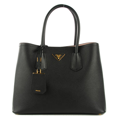 Prada Saffiano Cuir Large Double Bag Black Mughetto 1 of 8