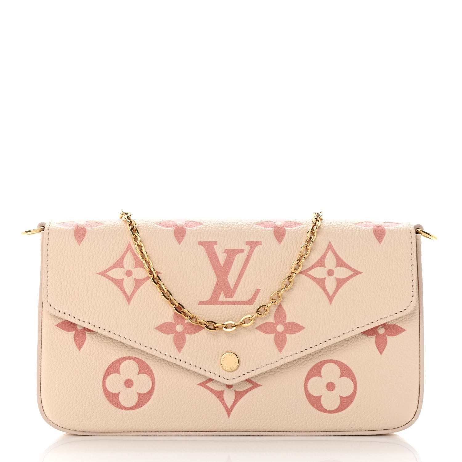Louis Vuitton Empreinte Monogram Giant By The Pool Felicie Pochette Chain Wallet Creme Rose Trianon 2 of 11