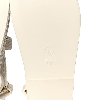 Chanel Knit Fabric Velcro Dad Sandals 36 Ivory 6 of 8
