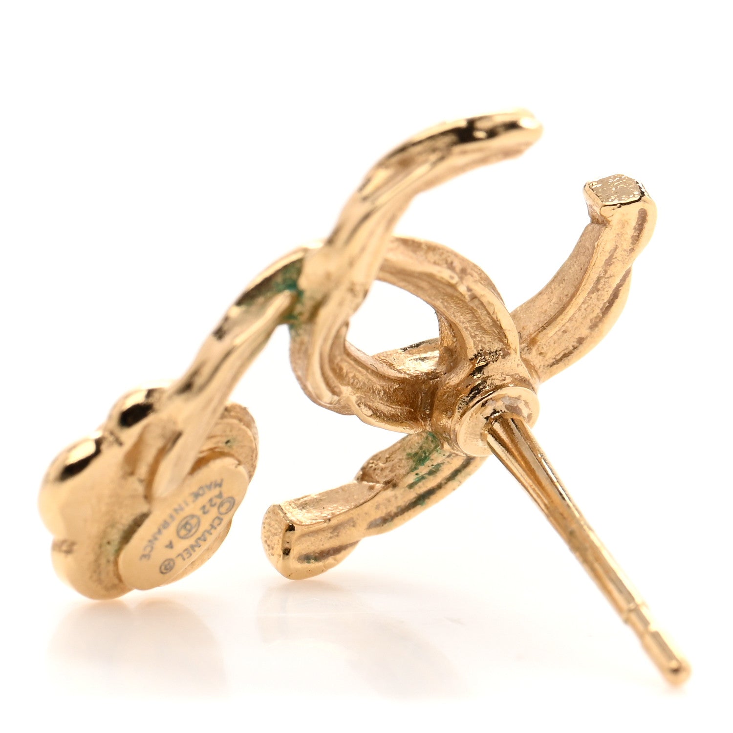 Chanel Metal Camellia CC Earrings Gold 5 of 6