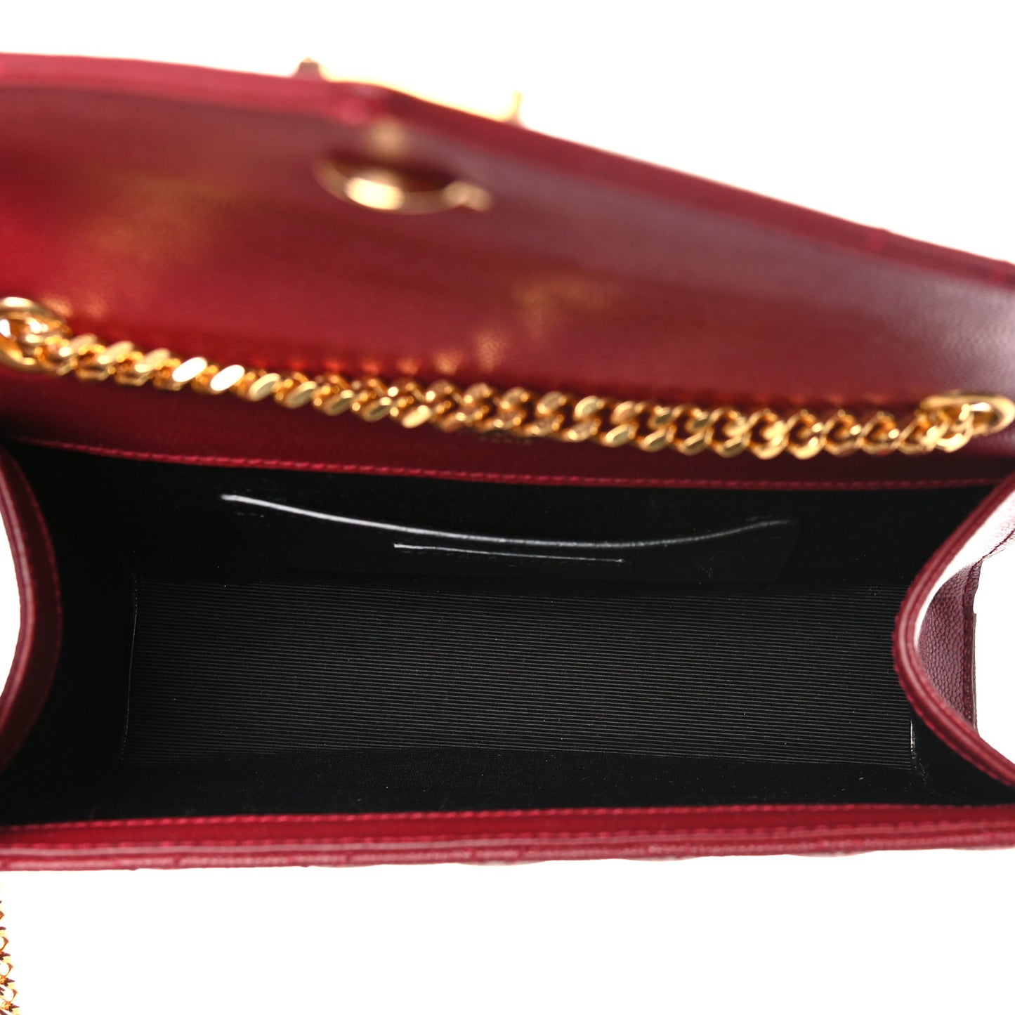 Grain De Poudre Textured Mixed Matelasse Triquilt Small Monogram Satchel Red
