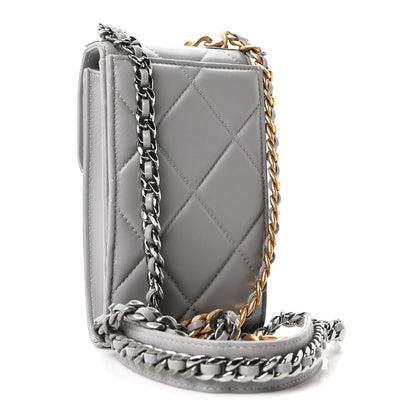 Chanel Lambskin Quilted Chanel 19 Phone Holder With Chain Grey 3 of 11