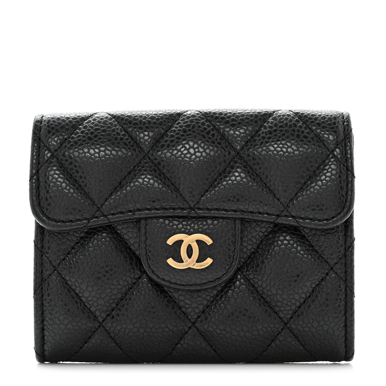 Chanel Caviar Quilted Flap Card Holder Wallet Black 1 of 9
