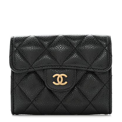 Chanel Caviar Quilted Flap Card Holder Wallet Black 1 of 9