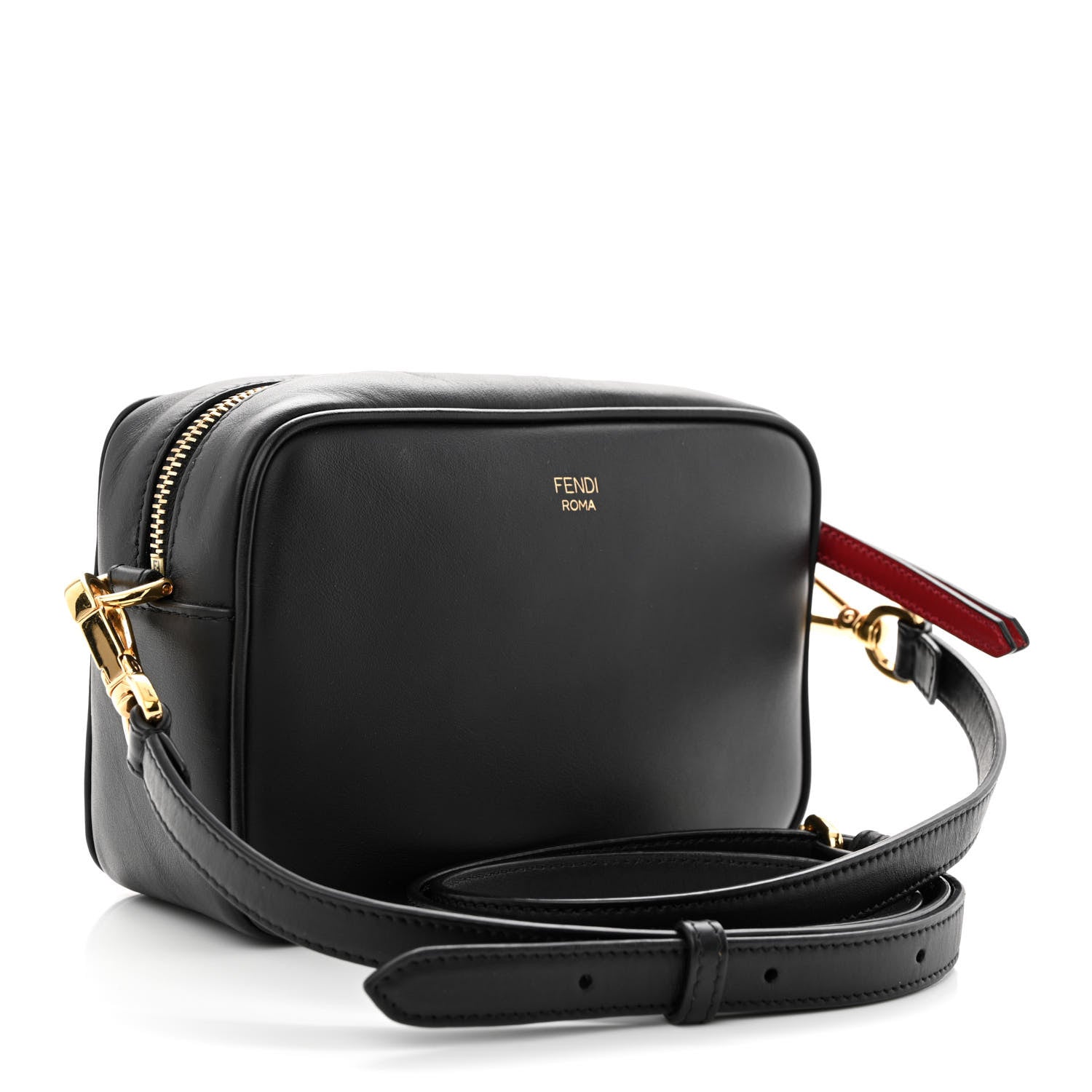 Fendi Vitello Century Bi-Color FF 1974 Embossed Mini Camera Case Maya Black 3 of 10