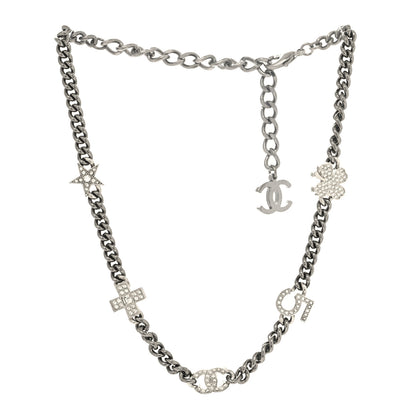 Chanel Ruthenium Crystal Chain CC Lucky Charms Choker Silver 3 of 5