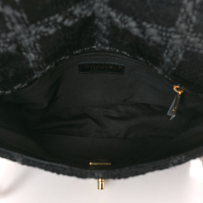 Chanel Wool Tweed Quilted Elegant Chain Flap Black Grey 5 of 11