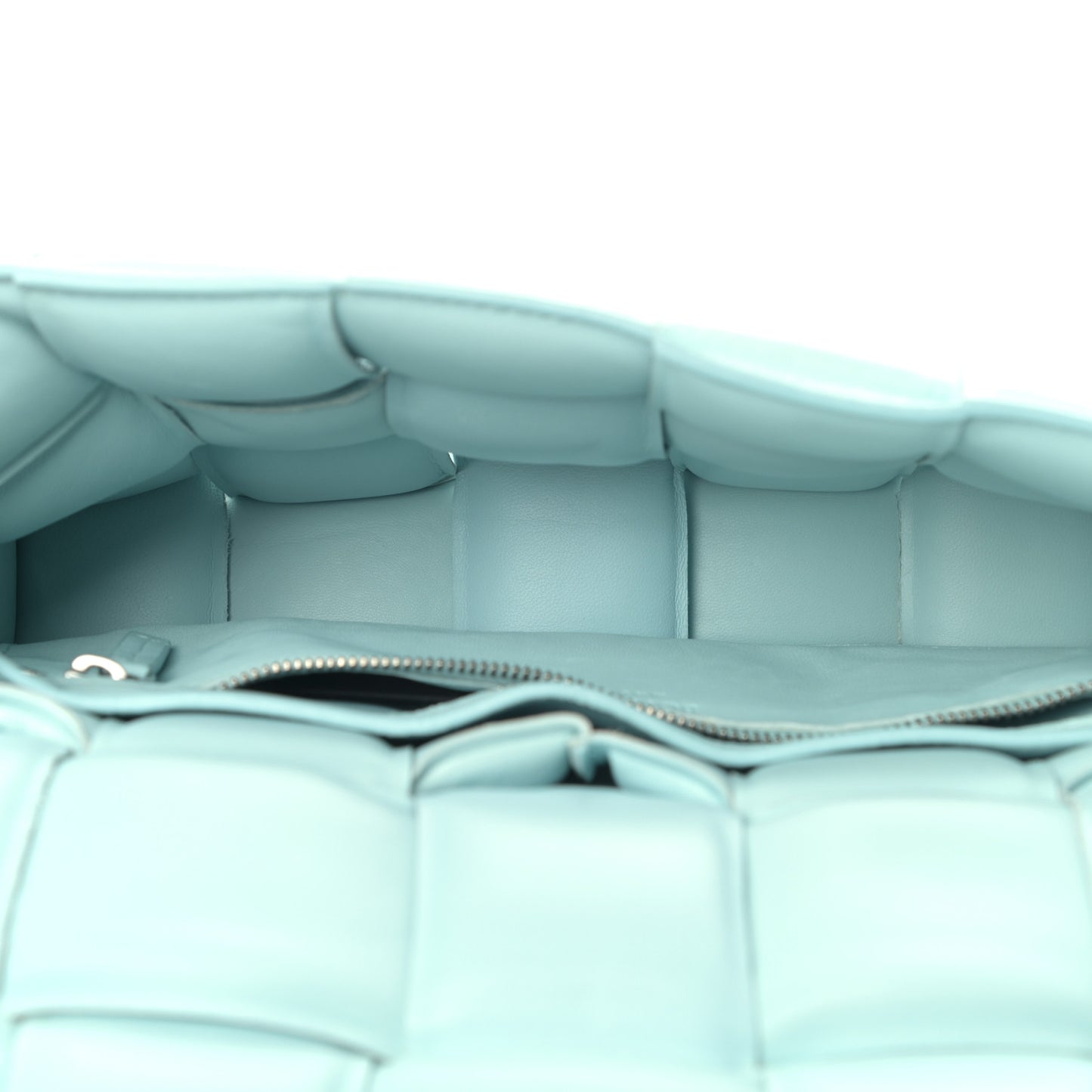 Paper Calfskin Maxi Intreccio Padded Cassette Crossbody Bag Ice