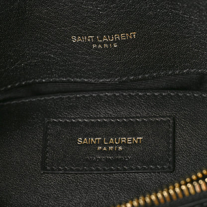 Saint Laurent Sheepskin Matelasse Chevron Monogram Medium College Bag Black 6 of 8