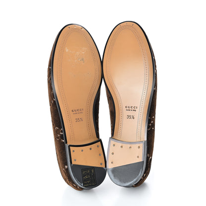 Gucci Velvet GG Monogram Horsebit Womens Jordaan Loafers 35.5 Brown Black 5 of 9
