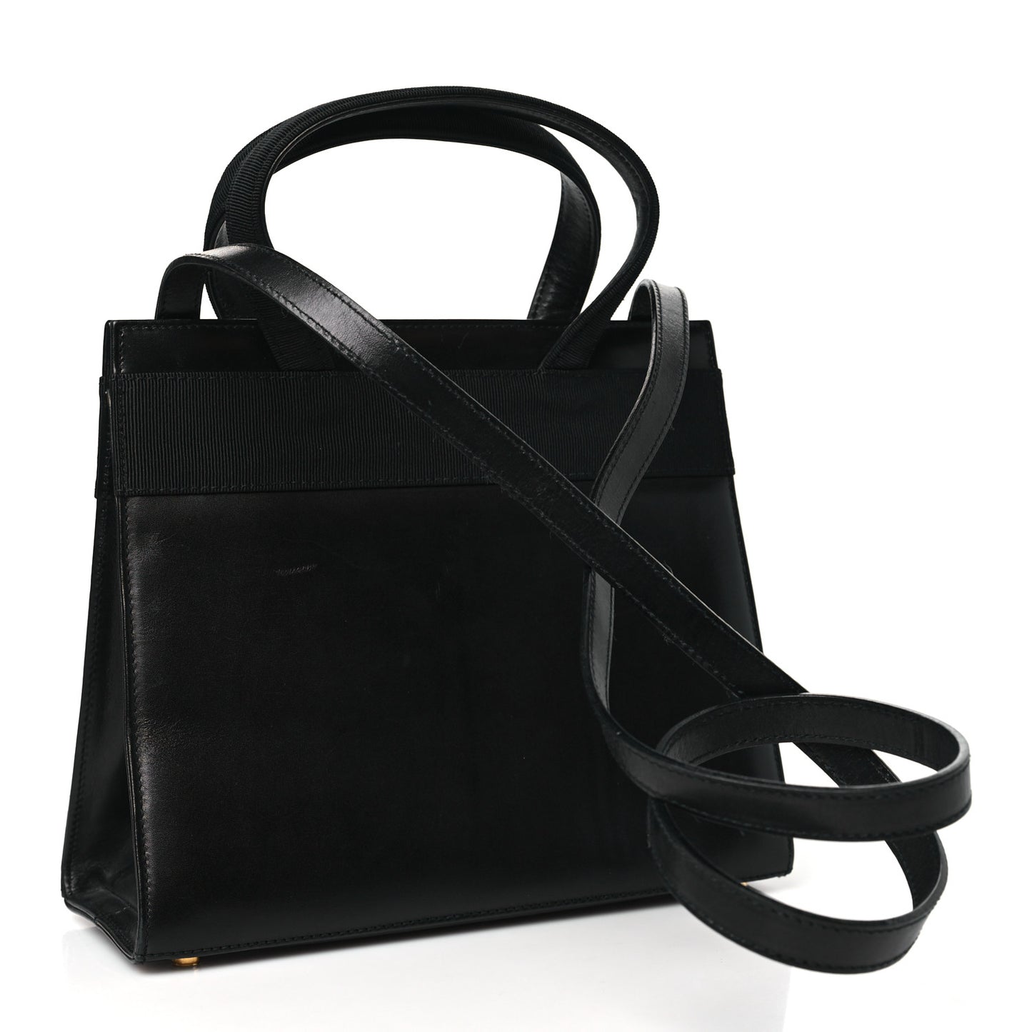 Calfskin Medium Vara Bow Top Handle Tote Black