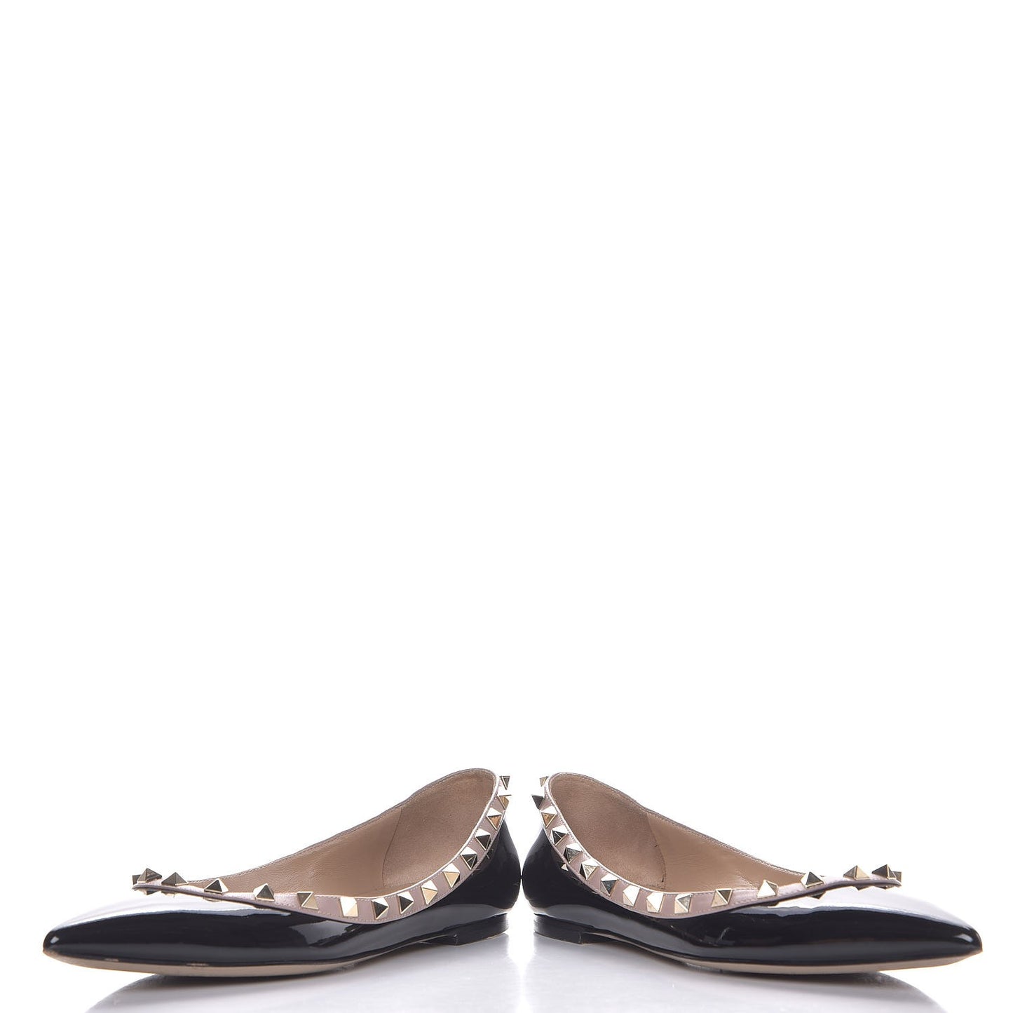 Patent Nappa Rockstud Ballerina Flats 37.5 Black Poudre